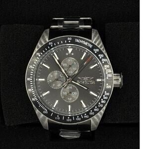 Invicta Aviator 47592 Men’s 45mm Quartz Charcoal Dial SS Bracelet 100M NIBWT